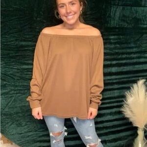 Brown Off-Shoulder Sweater